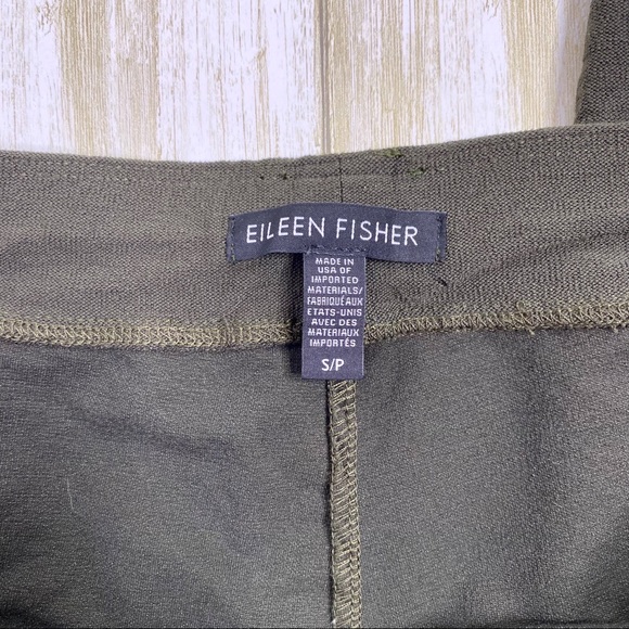 Eileen Fisher Dark Green Stretchy Pull On Cropped Pants - Picture 3 of 5